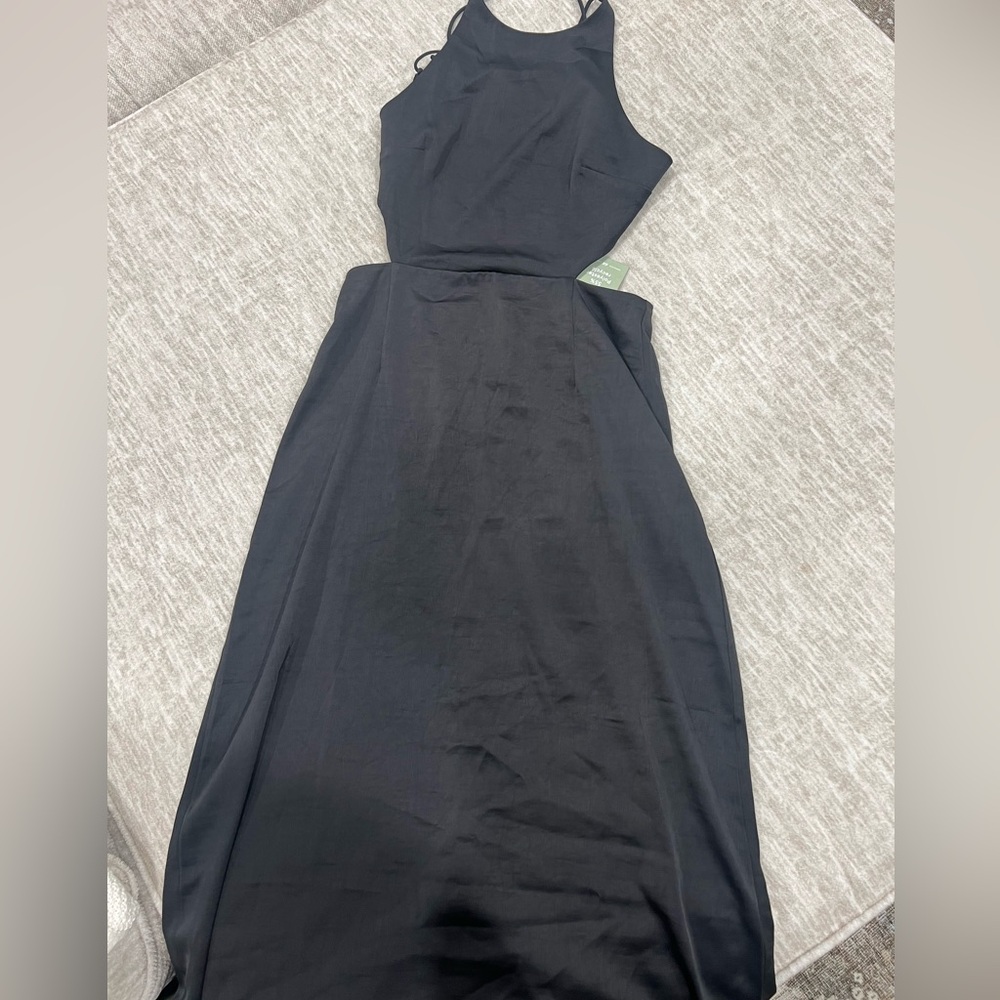 Black maxi dress with halter top and cut out back with straps